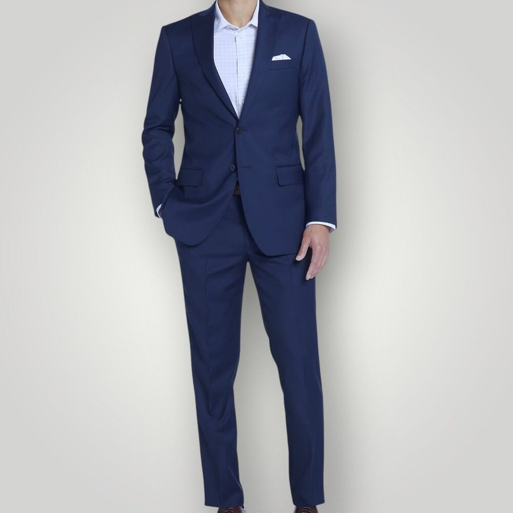 JOSEPH ABBOUD Mens 2 PIECE SUIT Blazer Jacket 42S Pant 36Wx29L Navy Blue Wool